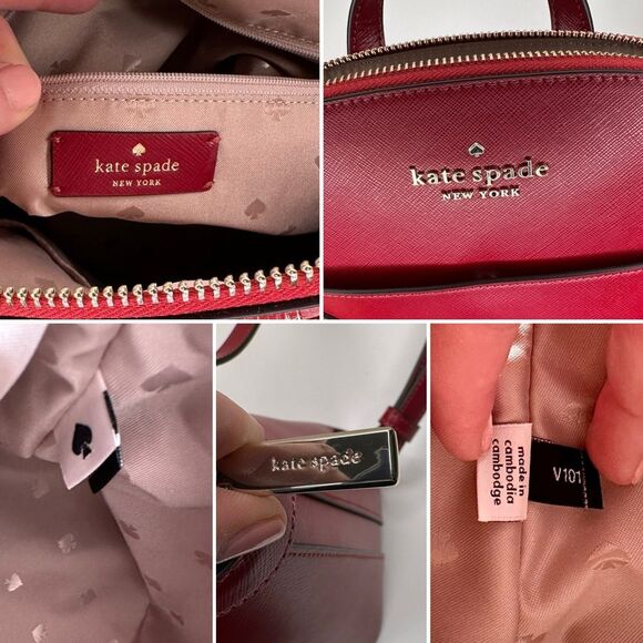 Kate Spade Staci Dome Backpack Red Currant Saffiano Leather Designer Bag NWT - Picture 7 of 11